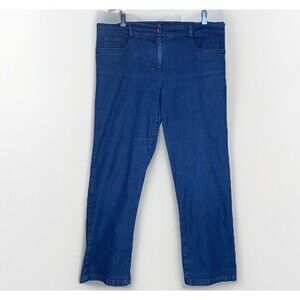 Eileen Fisher Jeans Womens Large Blue Stretch Denim Straight Leg USA Vtg Y2K EF